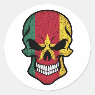 Cameroon Smiling Skull Flagga Runt Klistermärke