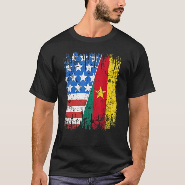 Cameroonian American Flag Cameroon Usa T Shirt (Framsida)