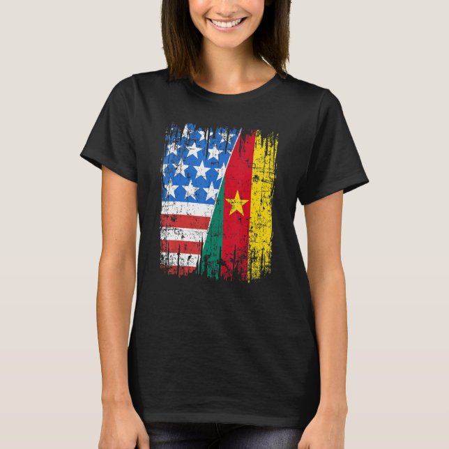 Cameroonian American Flag Cameroon Usa T Shirt (Framsida)