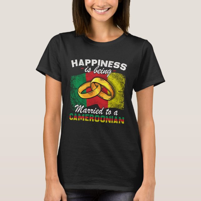 Cameroonian Marriage Cameroon Married Flag Wedded  T Shirt (Framsida)
