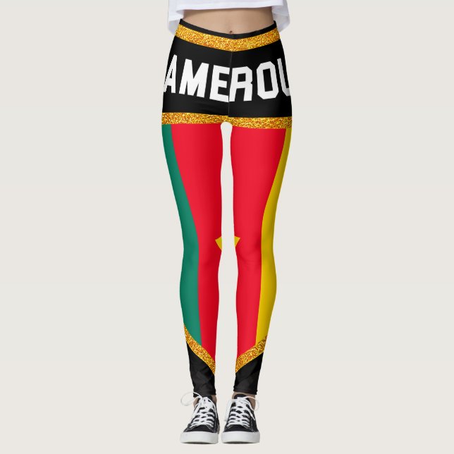 Cameroun Flagga Leggings (Framsida)