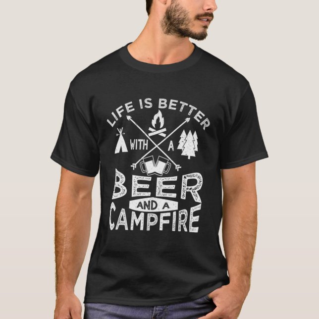 Camg Beer Campfire Tält T Shirt (Framsida)