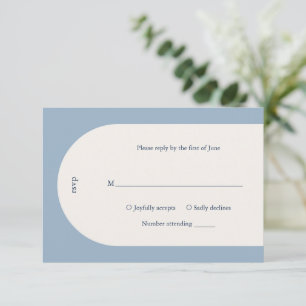 Camila Dusty Blue Arch Modern Bröllop OSA Kort