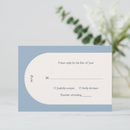 Camila Dusty Blue Arch Modern Bröllop OSA Kort