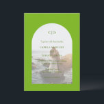 Camila Grönt Arch Modern Bröllop Inbjudningar<br><div class="desc">Modern bröllopsinbjudan med ditt monogram tillsammans med dina detaljer om ditt favoritfoto inuti en båge över en livfull chartreuse/ lime grön bakgrund. Mallen innehåller ett rent överlägg som gör att texten kan visas över bild och kan tas bort i verktyg som redigerar designen. Denna enkla men djärva och ljusa färger...</div>