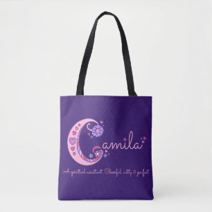 Camila hänger lös den kända och menande monogramen tygkasse