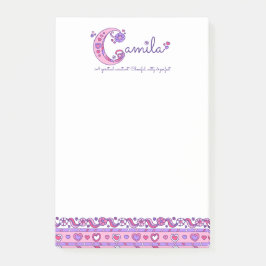 Camila namn betyder att brev C-anpassningsbarna st Post-it Block