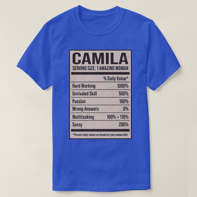 Camila Nutrition Facts Name Nickname Alias Title F T Shirt (Design framsida)