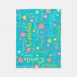 Camila personaliserar rosa filt för kort namn-akva