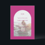 Camila Rosa Arch Modern Bröllop Inbjudningar<br><div class="desc">Modern bröllopsinbjudan med ditt monogram tillsammans med dina detaljer om ditt favoritfoto inuti en båge över en livfull magenta. Mallen innehåller ett rent överlägg som gör att texten kan visas över bild och kan tas bort i verktyg som redigerar designen. Denna enkla men djärva och ljusa färger utformning av eleganten...</div>