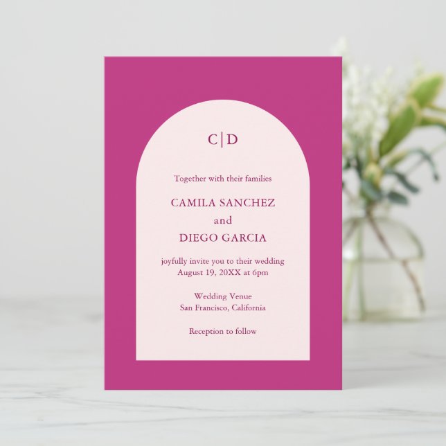 Camila Rosa Arch Modern Bröllop Inbjudningar (Stående Fram)