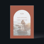 Camila Rust Arch Modern Bröllop Inbjudningar<br><div class="desc">Modern bröllopsinbjudan med ditt monogram tillsammans med dina detaljer om ditt favoritfoto inuti en båge över en rostig bakgrund. Mallen innehåller ett rent överlägg som gör att texten kan visas över bild och kan tas bort i verktyg som redigerar designen. Denna enkla men ändå elegant-utformning med jordnära öknen färg är...</div>