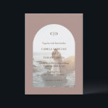 Camila Taupe Arch Modern Bröllop Inbjudningar<br><div class="desc">Modern bröllopsinbjudan med ditt monogram tillsammans med dina detaljer om ditt favoritfoto inuti en båge över en taupbakgrund. Mallen innehåller ett rent överlägg som gör att texten kan visas över bild och kan tas bort i verktyg som redigerar designen. Denna enkla men ändå elegant-utformning med färg i den jordnära öknen...</div>