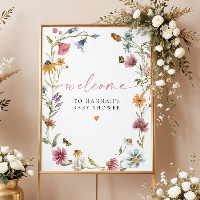 CAMILLA Boho Vildblomma Flicka Bebis Shower Välkom Poster (Skapare uppladdad)