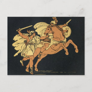Camilla och Aunus en scen från Virgil's Aeneid. Vykort