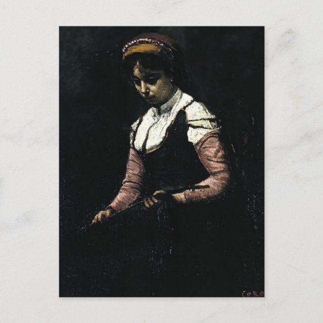 Camille Corot-Girl med Mandolin Vykort (Framsida)