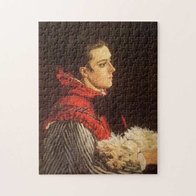 Camille med liten Hund Monet Fine Art Pussel (Vertikal)