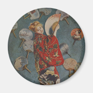 Camille Monet i japansk dräkt av Claude Monet Magnet