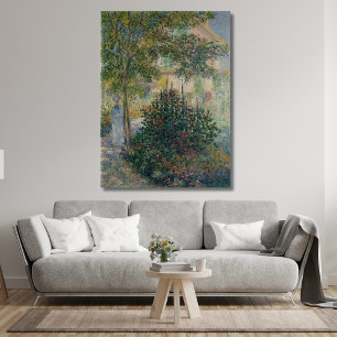 Camille Monet i trädgården Argenteuil Canvastryck