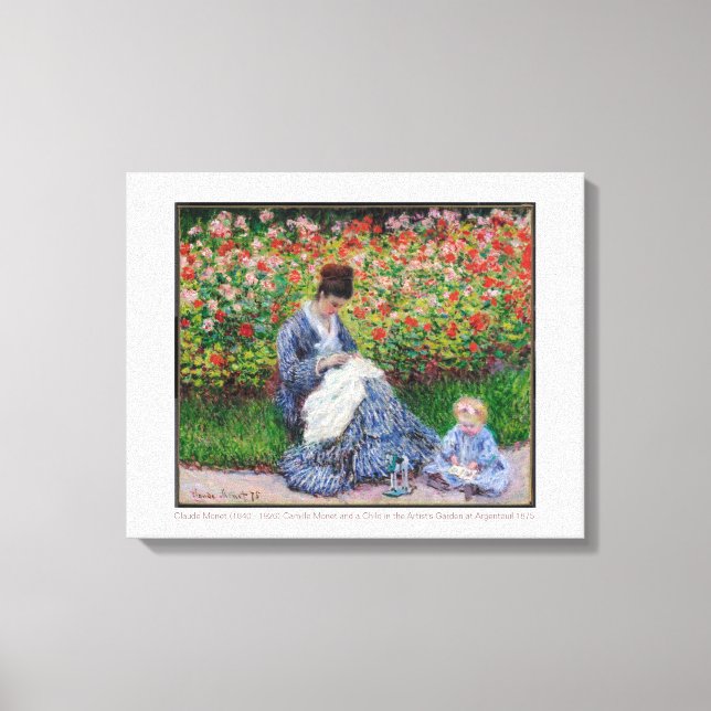 Camille Monet och Child 1875 Fine Art Canvastryck (Framsida)