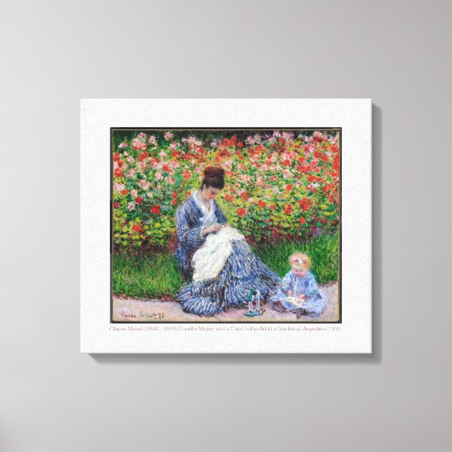Camille Monet och Child 1875 Fine Art Canvastryck (Framsida)