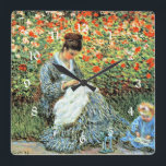 Camille Monet och Child, berömd-tavla Fyrkantig Klocka<br><div class="desc">Camille Monet och Child,  populär målning av Claude Monet</div>