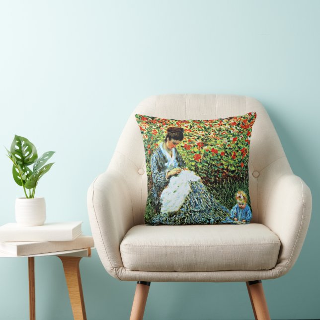 Camille Monet och Child in Artist's Garden Kudde (Stol)