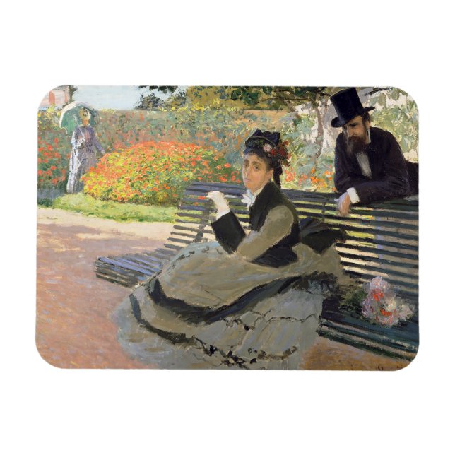 Camille Monet på en Bench Claude Monet Magnet (Horisontell)
