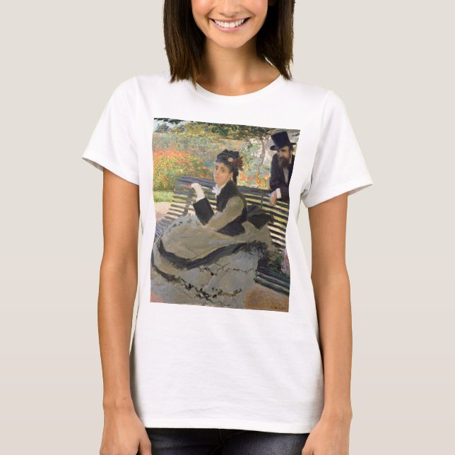 Camille Monet på en Bench Claude Monet T Shirt (Framsida)