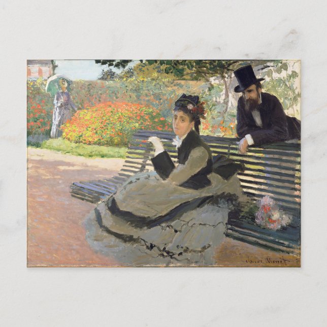 Camille Monet på en Bench Claude Monet Vykort (Framsida)