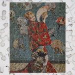 Camille Monet på japanska Costume av Claude Monet Pussel<br><div class="desc">La Japonaise, Camille in Japanska Costume (1876) av Claude Monet är en vintage konstmålning av bra porträtt som ger konstnärens hustru Camille Monet en blonde wig och som är klädd i en traditionell japansk kimono och som håller i fläkt. Om konstnären: Claude Monet (1840-1926) var en av grundarna av den...</div>