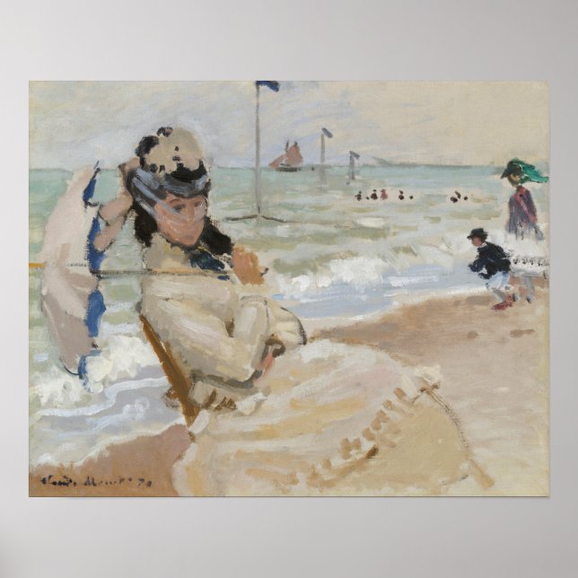 Camille på stranden i Trouville (1870) Poster (Framsidan)