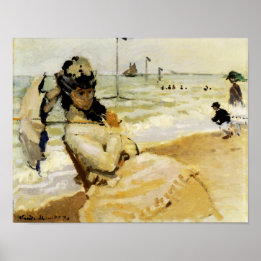 Camille på stranden vid Trouville Poster