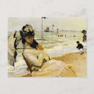 Camille på stranden vid Trouville Vykort