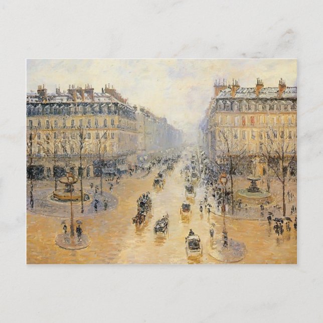 Camille Pissarro- Avenue de l'Opera, Snö Effect Vykort (Framsida)