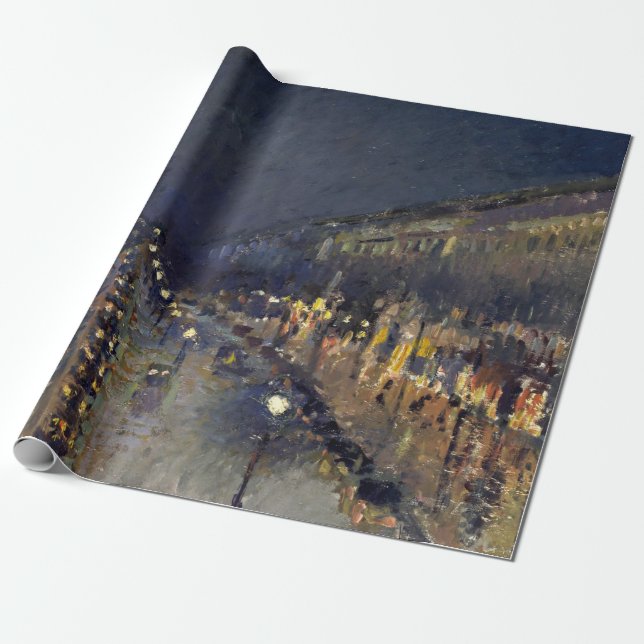 Camille Pissarro Boulevard Montmartre Blue Night Presentpapper (Utrullad)