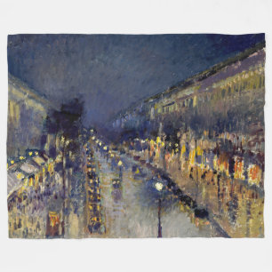 Camille Pissarro - Boulevard Montmartre i natt Fleecefilt