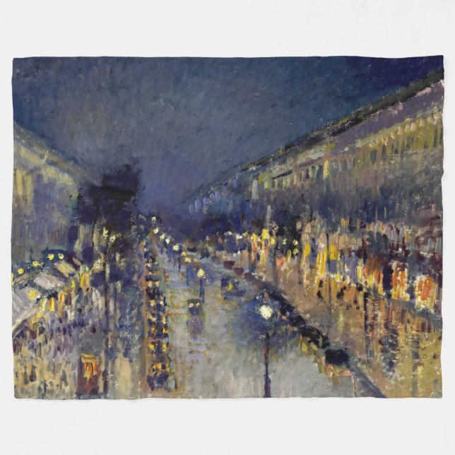 Camille Pissarro - Boulevard Montmartre i natt Fleecefilt (Framsidan (Horisontell))