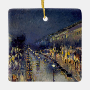Camille Pissarro - Boulevard Montmartre i natt Julgransprydnad Keramik