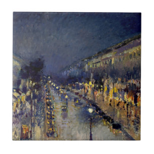 Camille Pissarro - Boulevard Montmartre i natt Kakelplatta