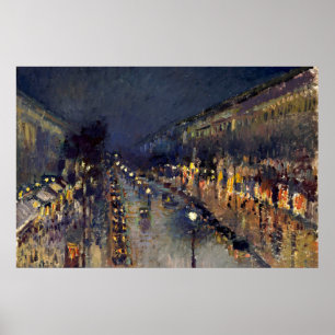 Camille Pissarro Boulevard Montmartre i natt Poster