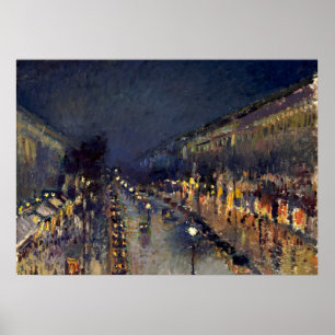Camille Pissarro Boulevard Montmartre i natt Poster