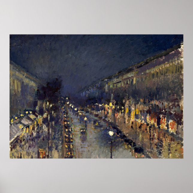 Camille Pissarro Boulevard Montmartre i natt Poster (Framsidan)