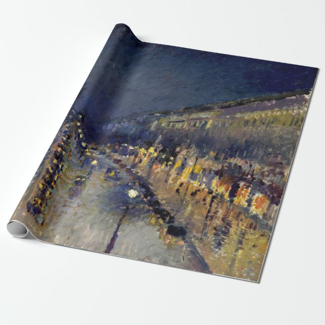 Camille Pissarro - Boulevard Montmartre i natt Presentpapper (Utrullad)