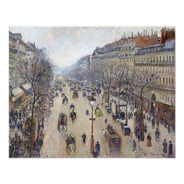 Camille Pissarro - Boulevard Montmartre, morgon Fototryck (Framsidan)