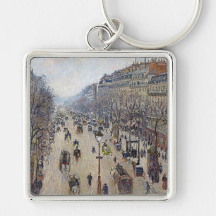 Camille Pissarro - Boulevard Montmartre, morgon Fyrkantig Silverfärgad Nyckelring