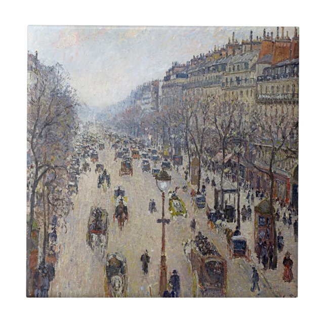 Camille Pissarro - Boulevard Montmartre, morgon Kakelplatta (Framsidan)
