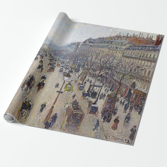 Camille Pissarro - Boulevard Montmartre, morgon Presentpapper (Utrullad)