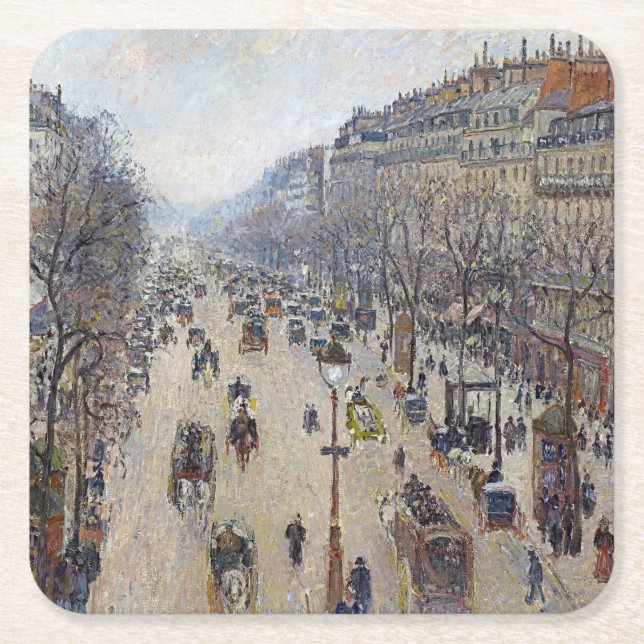 Camille Pissarro - Boulevard Montmartre, morgon Underlägg Papper Kvadrat (Framsidan)