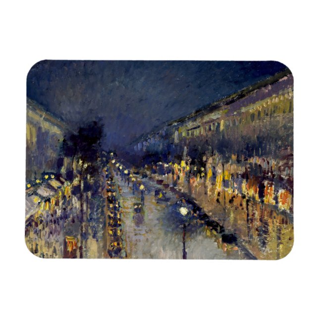 Camille Pissarro - Boulevard Montmartre nattetid Magnet (Horisontell)